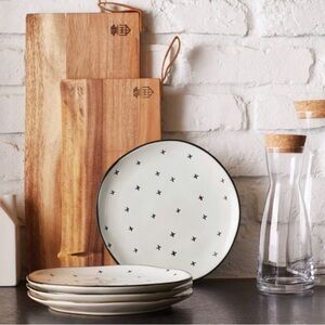 NWT RARE Hearth & Hand Cream Salad Plates (x3) with Black “x” Accents